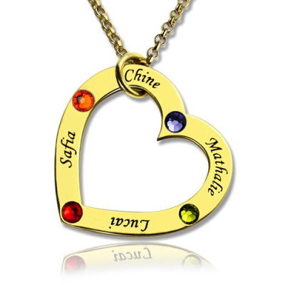 Heart Necklace - Birthstone For Mother