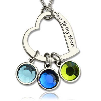 Personalised Necklaces - Open Heart Promise Phrase Necklace with Birthstone