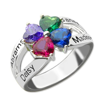 Mothers Personalised Rings With Names and Birthstone