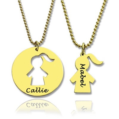 Personalised Necklaces - Mother and Child Necklace Set with Name