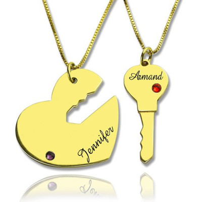 Personalised Necklaces - Key to My Heart Couple Name Pendant Necklaces