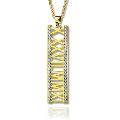 Personalised Necklaces - Roman Numeral Necklace With Birthstone
