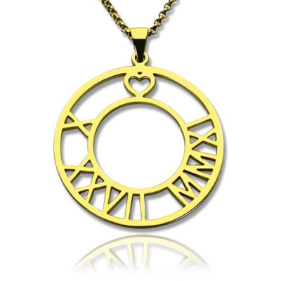 Personalised Necklaces - Roman Numeral Disc Necklace