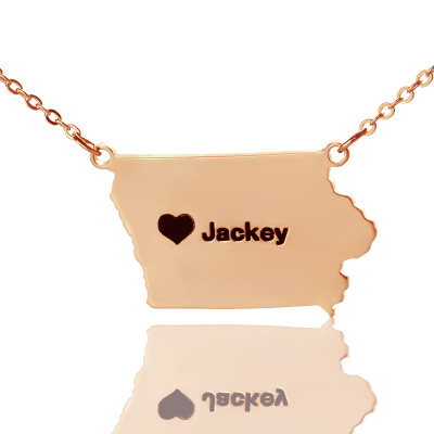 Map Necklace - Iowa State USA Map Necklace