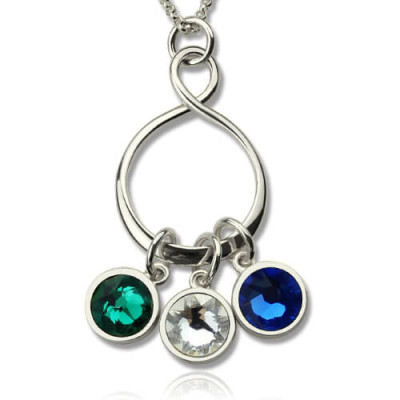 Personalised Necklaces - Birthstone Infinity Charm Necklace