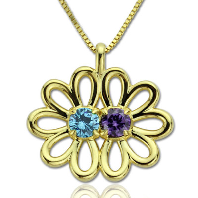 Double Flower Pendant with Birthstone