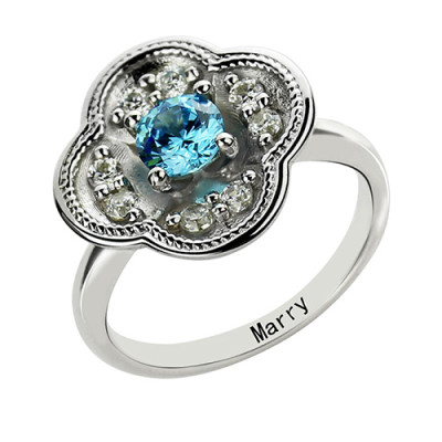 Birthstone Blossoming Love Engagement Ring