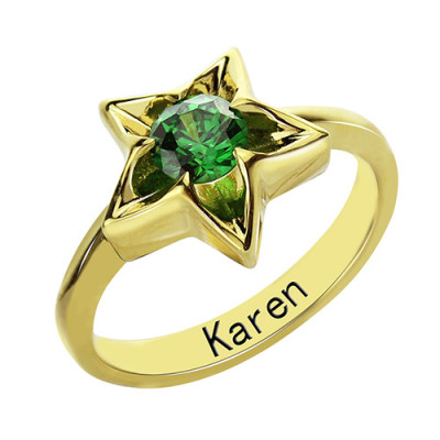 Star Ring with Birthstone