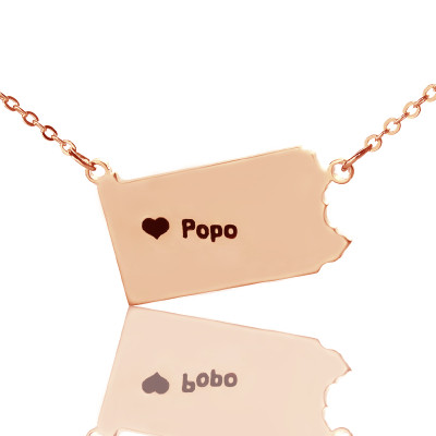 Map Necklace - PA State USA Map Necklace