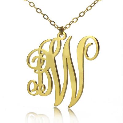 Personalised Necklaces - Personailzed Vine Font 2 Initial Monogram Necklace