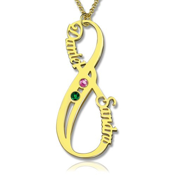 Name Necklace - Vertical Infinity with Birthstones