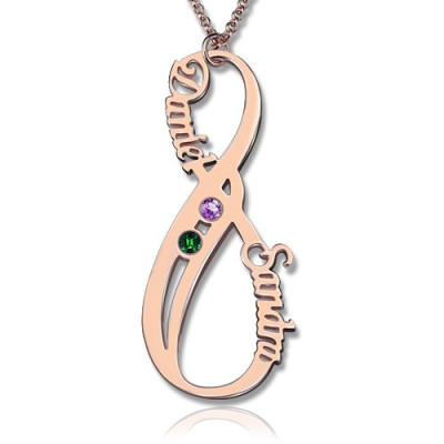 Personalised Necklaces - Vertical Infinity Sign Necklace with Birthstones