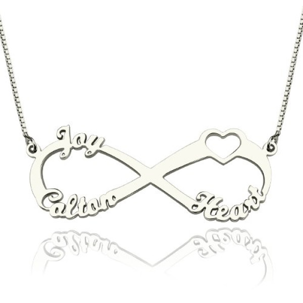 Personalised Necklaces - Heart Infinity Necklace 3 Names