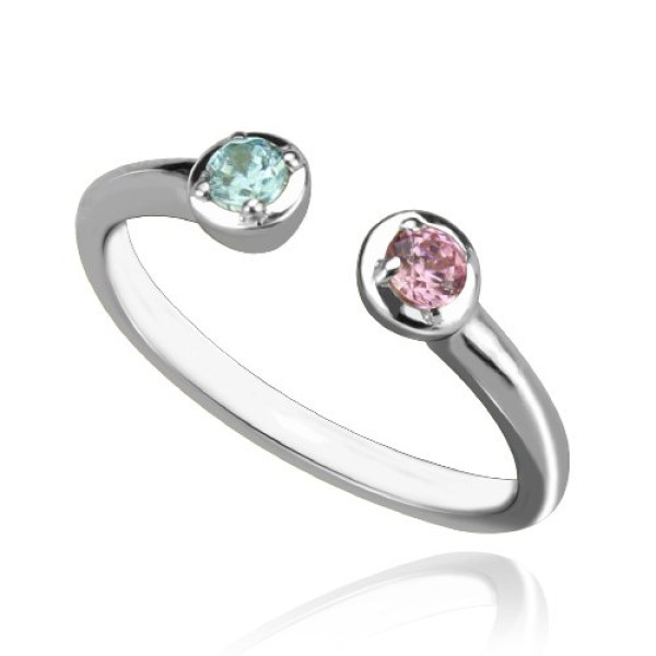 2 Stone Dual Birthstone Cuff Ring