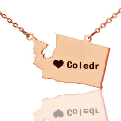 Map Necklace - Washington State USA Map Necklace