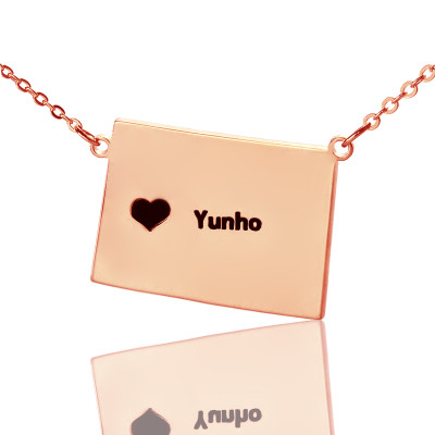Map Necklace - Wyoming State Shaped Map Necklaces