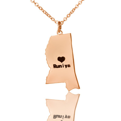 Personalised Necklaces - Mississippi State Shaped Necklaces