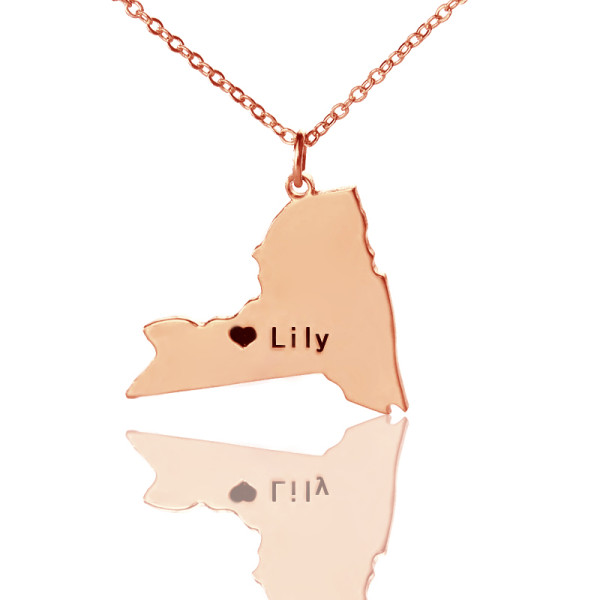 Personalised Necklaces - NY State Shaped Necklaces