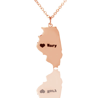 Personalised Necklaces - Illinois State Shaped Necklaces