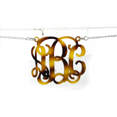 Personalised Necklaces - Tortoise Acrylic Monogram Necklace