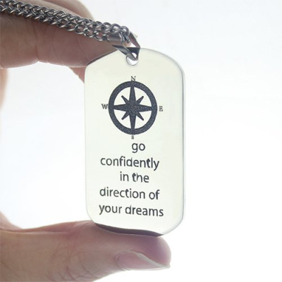 Name Necklace - Compass Mans Dog Tag