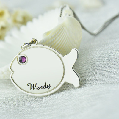 Personalised Necklaces - Fish Necklace Engraved Name