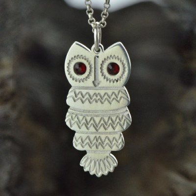 Name Necklace - Cute Birthstone Owl for Girls