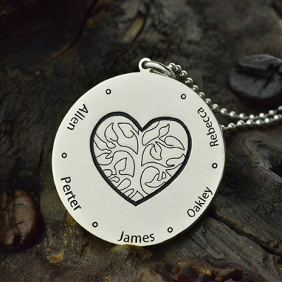 Personalised Necklaces - Family Tree Jewellery Necklace Engraved Names