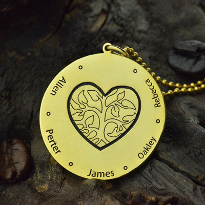 Personalised Necklaces - Heart Family Tree Necklace Plating