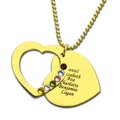 Personalised Necklaces - Heart Birthstones Necklace For Mother