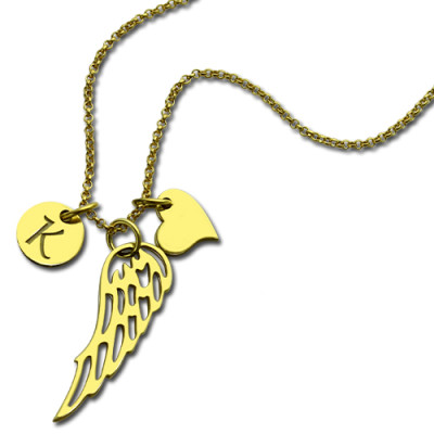 Personalised Necklaces - Good Luck Angel Wing Necklace with Initial Charm