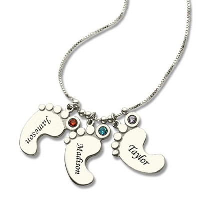 Personalised Necklaces - Baby Feet Charm Necklace for Mom