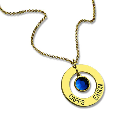 Name Necklace - Circle With Birthstone