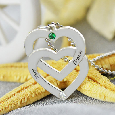Heart Necklace - Double Engraved Name