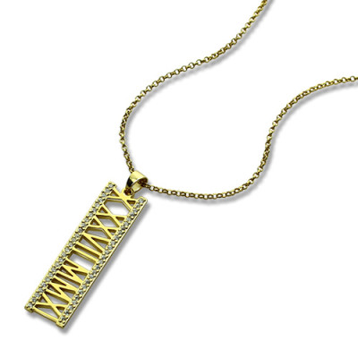 Personalised Necklaces - Roman Numeral Necklace With Birthstone