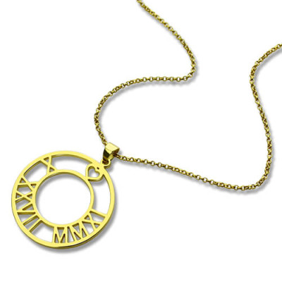 Personalised Necklaces - Roman Numeral Disc Necklace