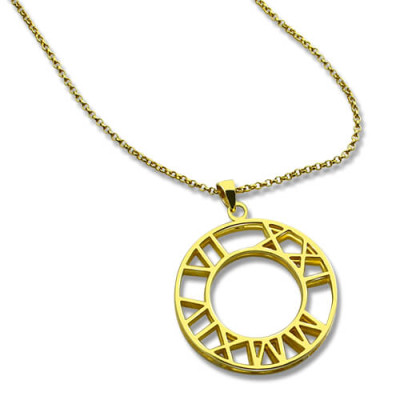Personalised Necklaces - Double Circle Roman Numeral Necklace Clock Design
