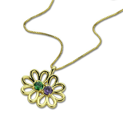 Double Flower Pendant with Birthstone
