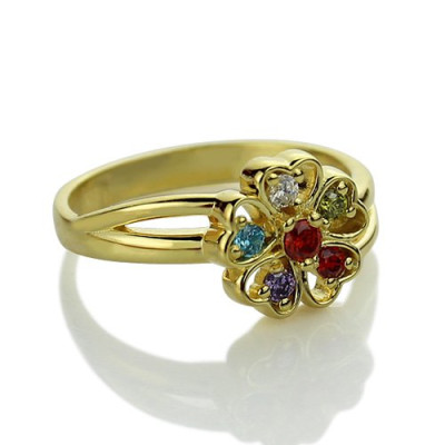 Birthstone Flower Promise Ring with Name