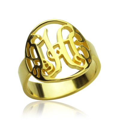 Circle Cut Out Monogrammed Ring