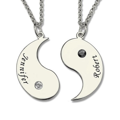 Personalised Necklaces - Yin Yang Necklace Set with Name Birthstone