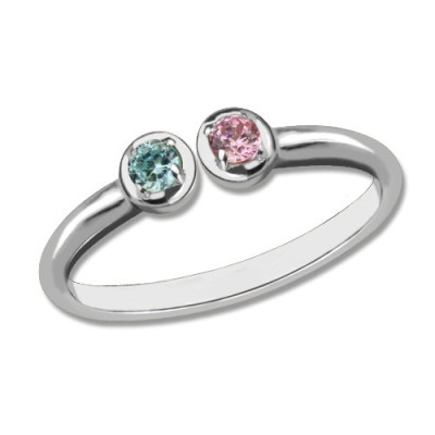 2 Stone Dual Birthstone Cuff Ring