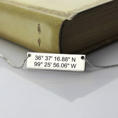 Personalised Necklaces - CustomLatitude Longitude Coordinates Address Necklace