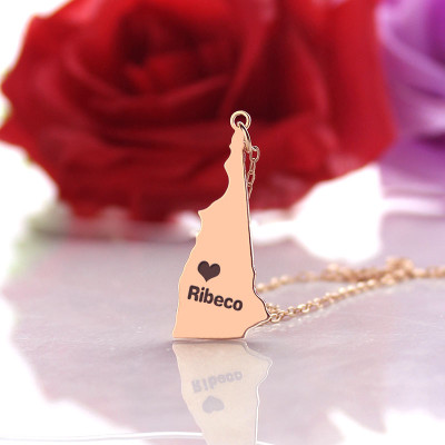 Personalised Necklaces - New Hampshire State Shaped Necklaces