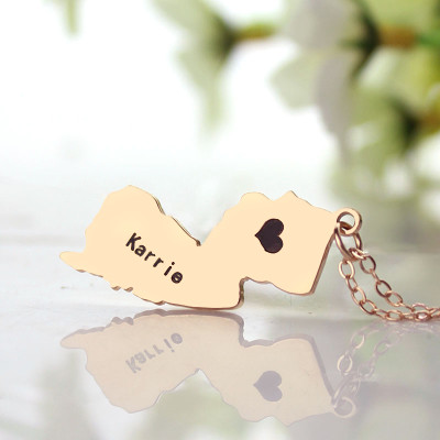 Personalised Necklaces - New Jersey State Shaped Necklaces