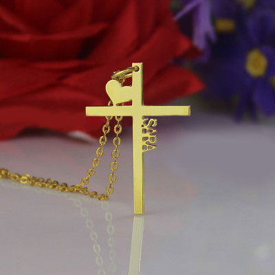 Name Necklace - Cross with Heart