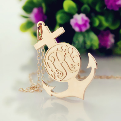 Anchor Cross Monogram Initial Pendant