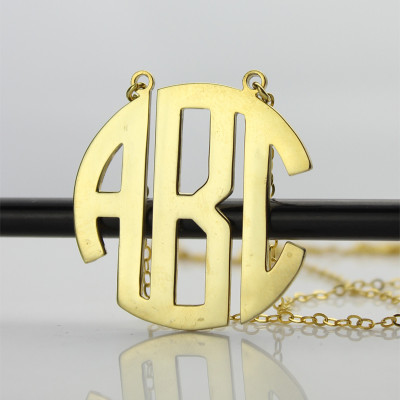 Personalised Necklaces - Initial Block Monogram Pendant Necklace