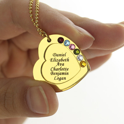 Personalised Necklaces - Heart Birthstones Necklace For Mother