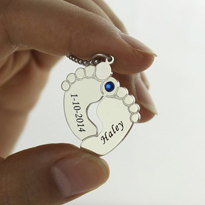 Memory Babys Feet Charms with Birthstone